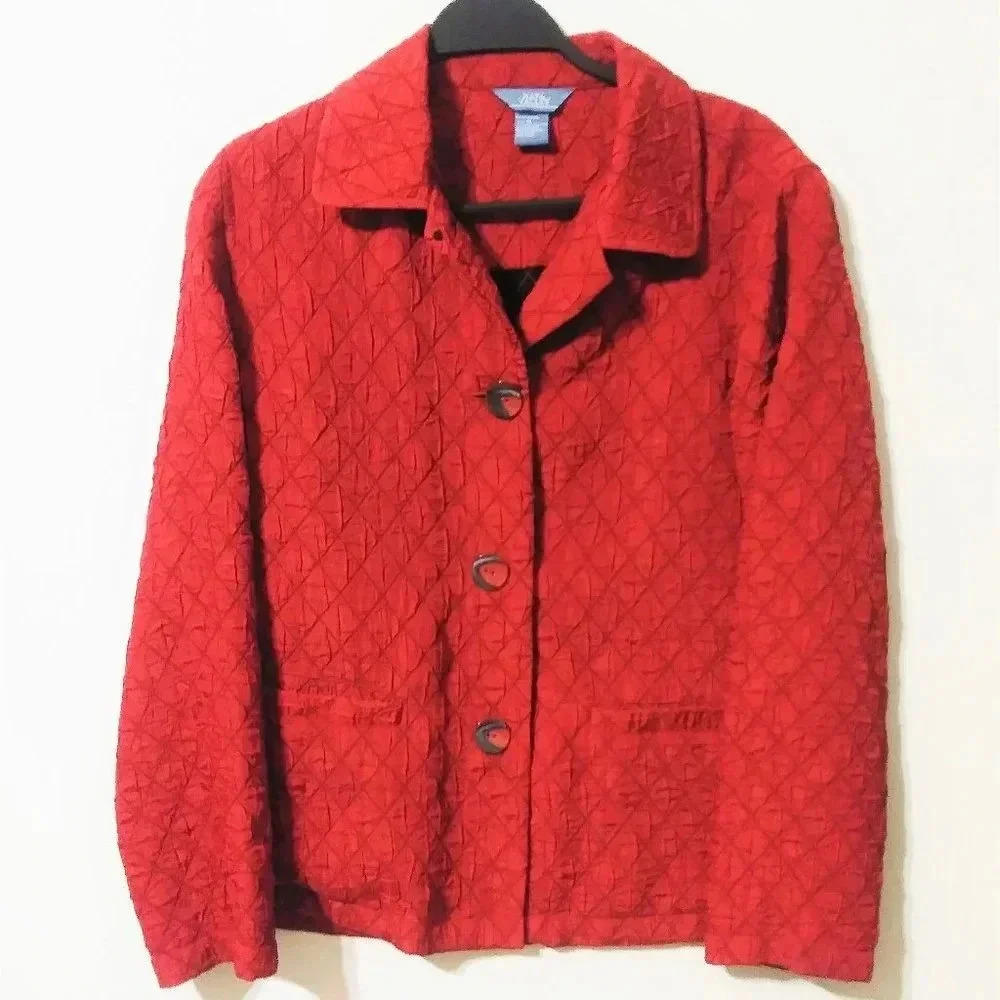 Nappa Valley Red Button up Jacket‎